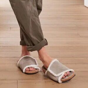 James Perse suede shearling sandal NWT